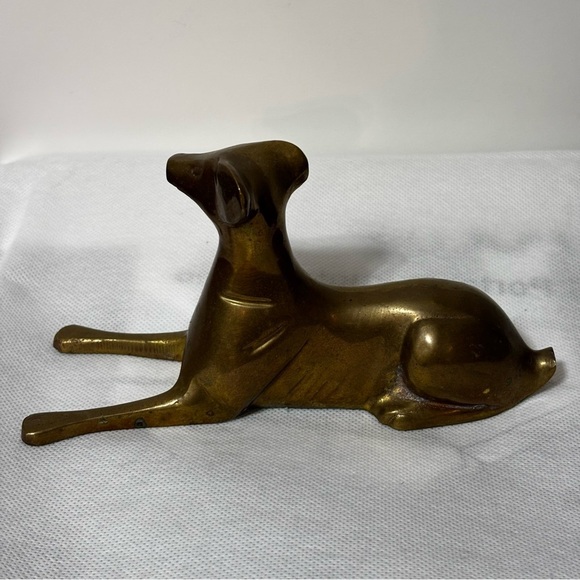 Brass Vintage Dog Figurine 7” Long Hollow FLAWED - Picture 6 of 10
